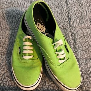 Vans lime green canvas sneakers. Women’s 8.5, mens 7